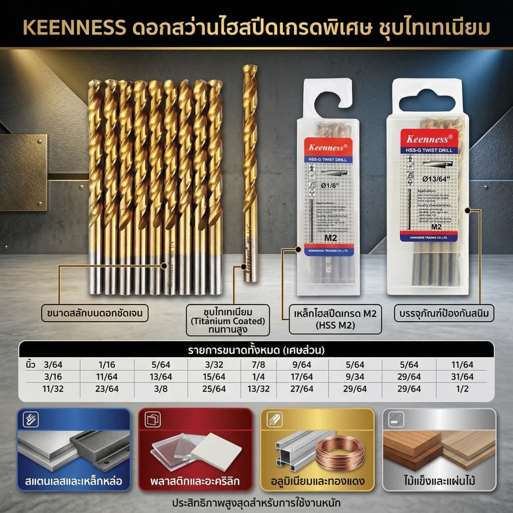 Keenness ดอกสว่านเจาะเหล็ก ขนาด 1 มม - 6.5 มม. รูปที่ 1