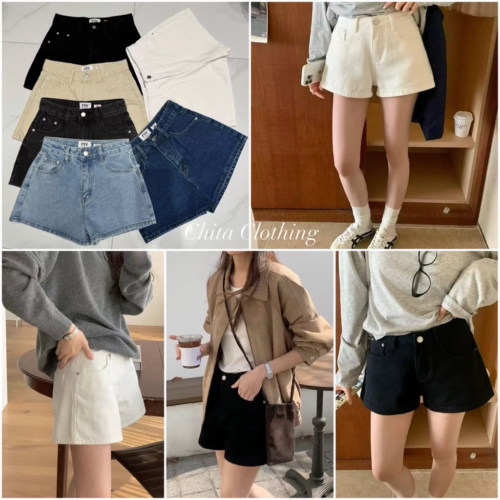 FSY 62028 Korea basic shorts denim jeans ขาสั้นยีนรุ่นใหม่ทรงสวย รูปที่ 1