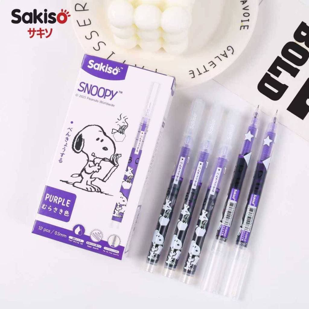 Sakiso ปากกาโรลเลอร์บอล หมึก 8 สี หมึกแห้งไว หัว 0.5 mm. ลายลิขสิทธิ์แท้ Snoopy รูปที่ 4
