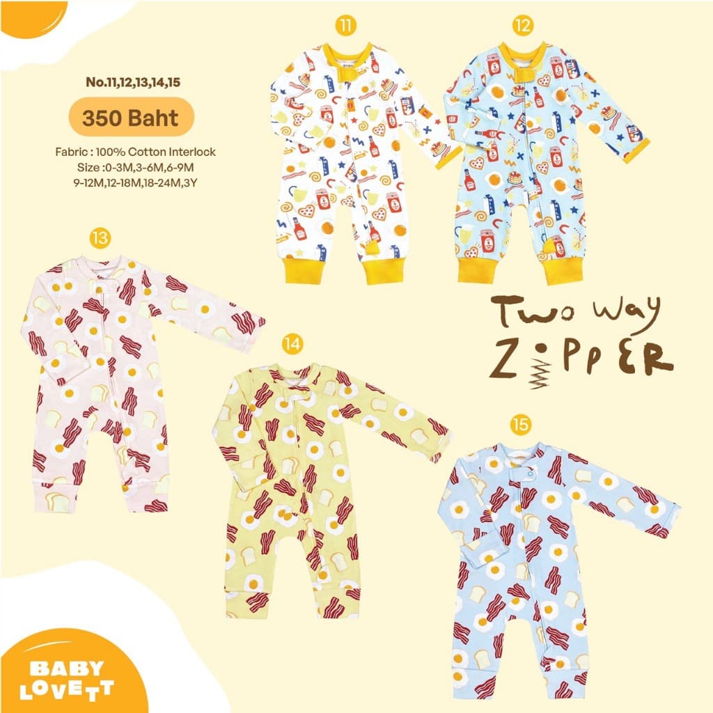 [Babylovett] Breakfast - Two-Way Zipper ชุดนอนเปิดเท้า