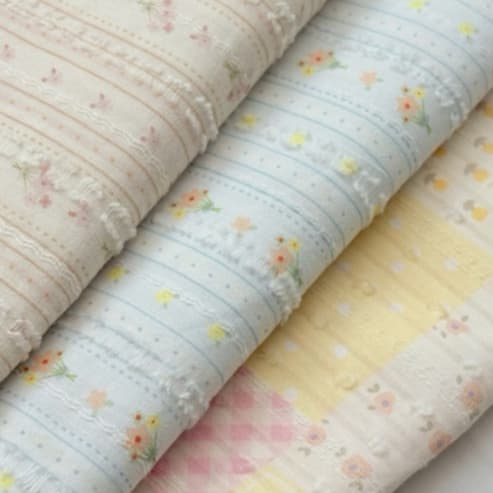Aom Fabricsคอตตอน แจ็คการ์ด คอตตอน100% ทอเสริมเทคเจอร์ปุยปุยน่ารักมาก หน้ากว้าง 58 นิ้ว รูปที่ 1