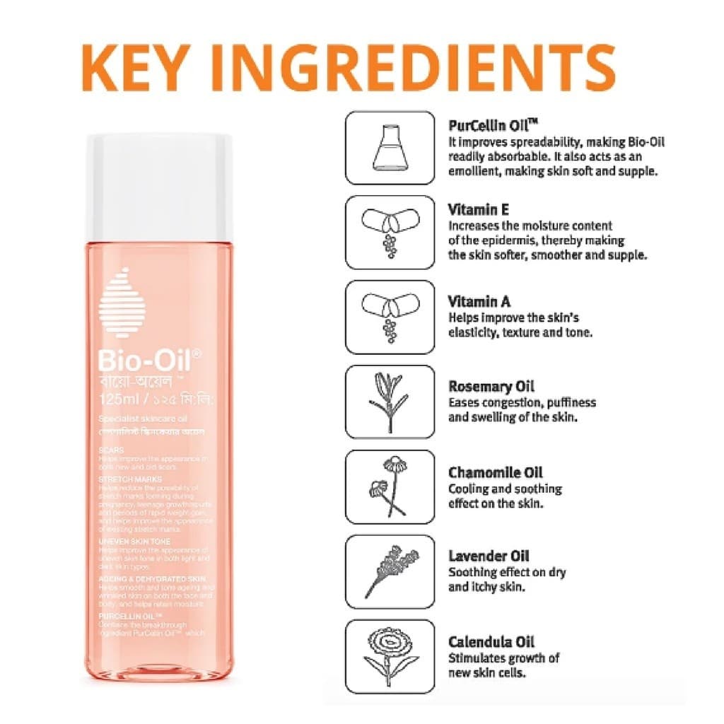 Bio oil 200ml ไบโอออยล์ไบ ลบรอยแผลเป็น โอออยล์ ลดเลือนรอยแผลเป็น ลดผิวลายที่เติบโต ป้องกันรอยแตกลาย รูปที่ 4