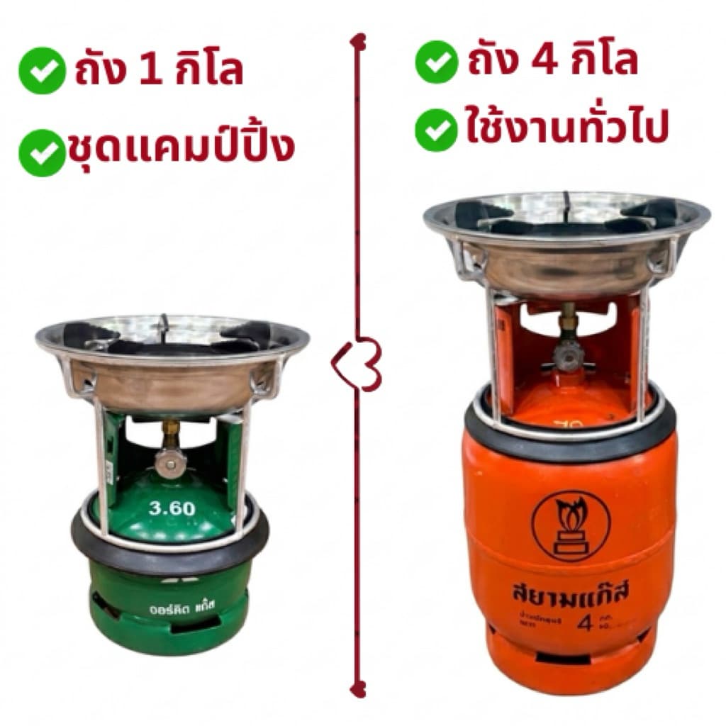 โครงเตาแก๊สปิกนิก 4 กก. รุ่นบัวใหญ่พิเศษ นมหนูทองเหลือง บังลมสแตนเลสในตัว พร้อมที่วางกันลื่น รูปที่ 7