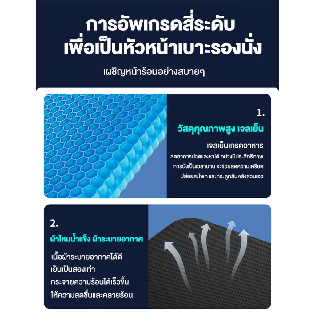 เบาะรองนั่งเจลรังผึ้งระบายอากาศได้ความเย็นในฤดูร้อนนั่งนุ่มสบายทํางานเบาะรองนั่งในรถยนต์ รูปที่ 4