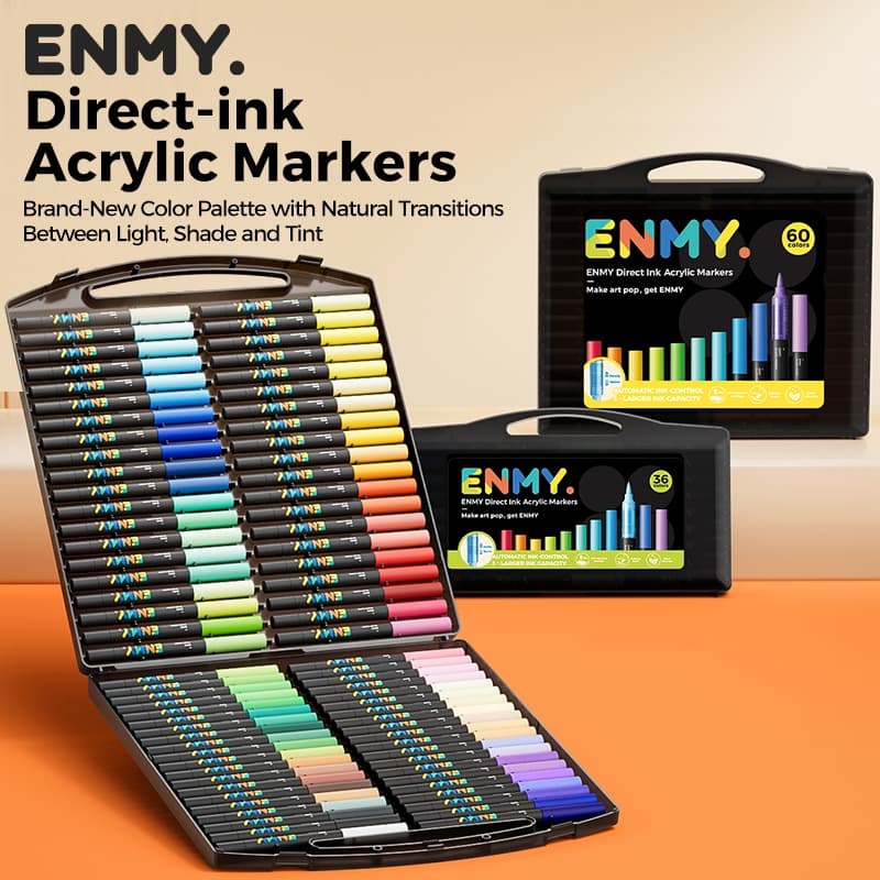 ENMY หัวนุ่ม ปากกาสีอะคริลิก 80 สี Acrylic marker pen ปากกาสี ปากกาอะคริลิค แบบแห้งเร็ว วางซ้อนกันได้ สีเข้มข้น รูปที่ 4