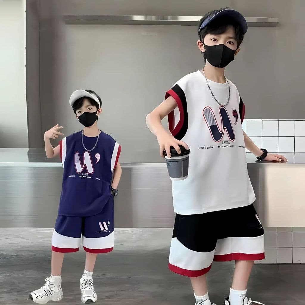 Modeng Baby เซ็ตแขนกุด สกรีนตัว2 สี เสื้อแขนสั้น กางเกงขาสั้น เซท 2 ชิ้น ใส่เที่ยวเท่ห์ๆ ด้วยชุดเซท เนื้อผ้านุ่ม รูปที่ 8