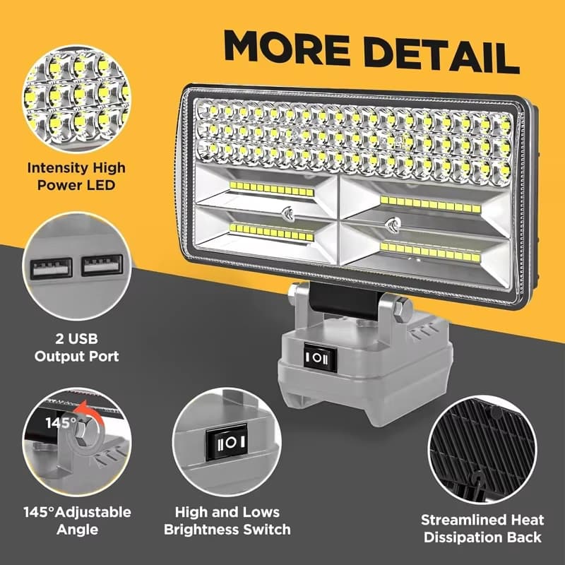 LED ไฟฉาย osuka ไฟ สปอร์ตไลท์ ไร้สาย แบตเตอรี่ พกพา โคมไฟไร้สาย สปอตไลท์ ไฟแบตเตอรี่ ไฟฉายแบต for Makita MASARU โอซู รูปที่ 7