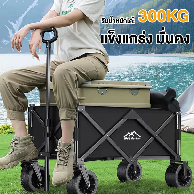 WTHB รถเข็นแคมป์ปิ้ง พับได้ รับน้ำหนัก 300kg ล้อใหญ่10นิ้ว ลูกปืนยางตัน พร้อมล็อค แบบพกพา รูปที่ 8