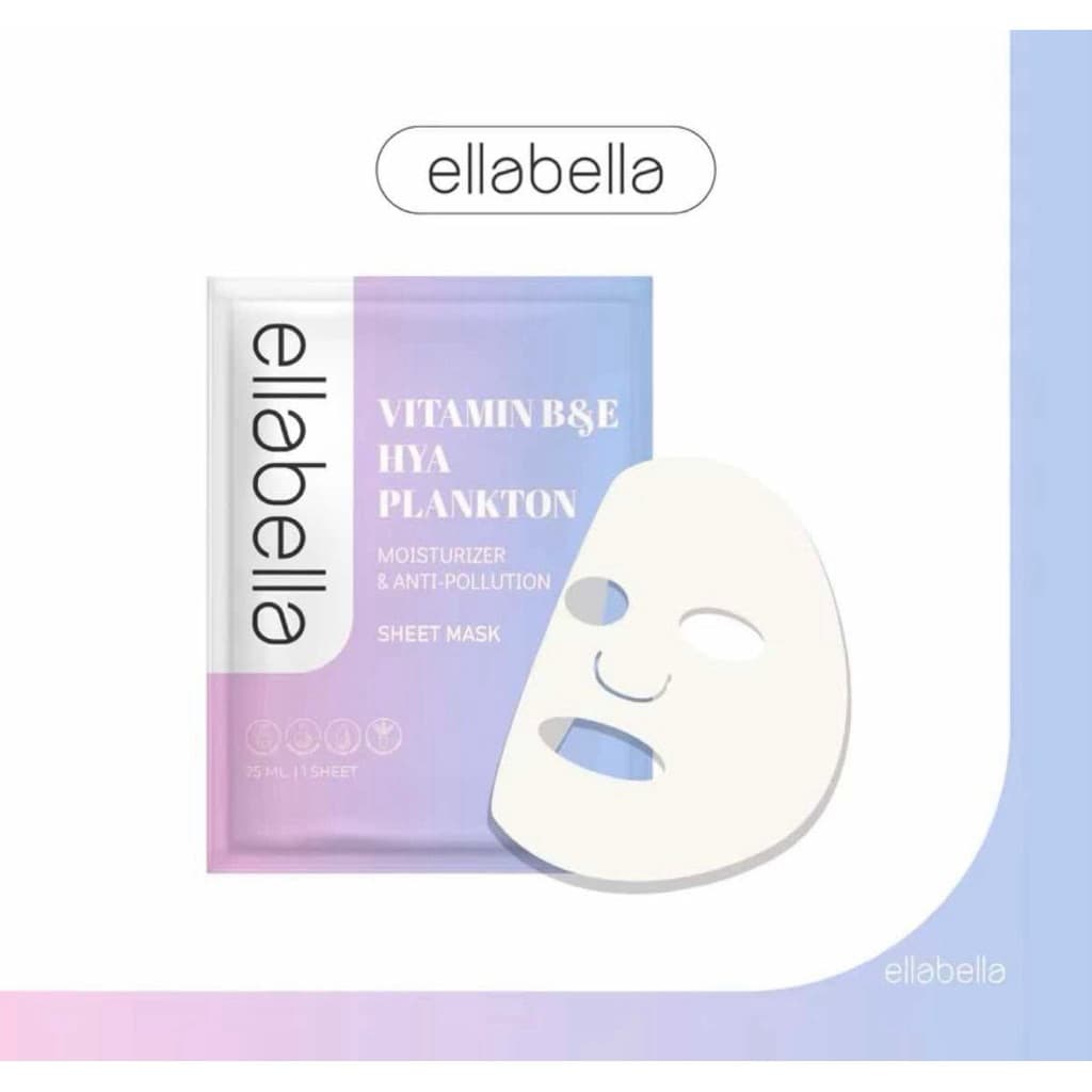 เอลลาเบลล่า วิตามิน แพลงก์ตอน ชีทมาส์ก 25 มล. VITAMIN B & E HYA PLANKTON SHEET MASK รูปที่ 1