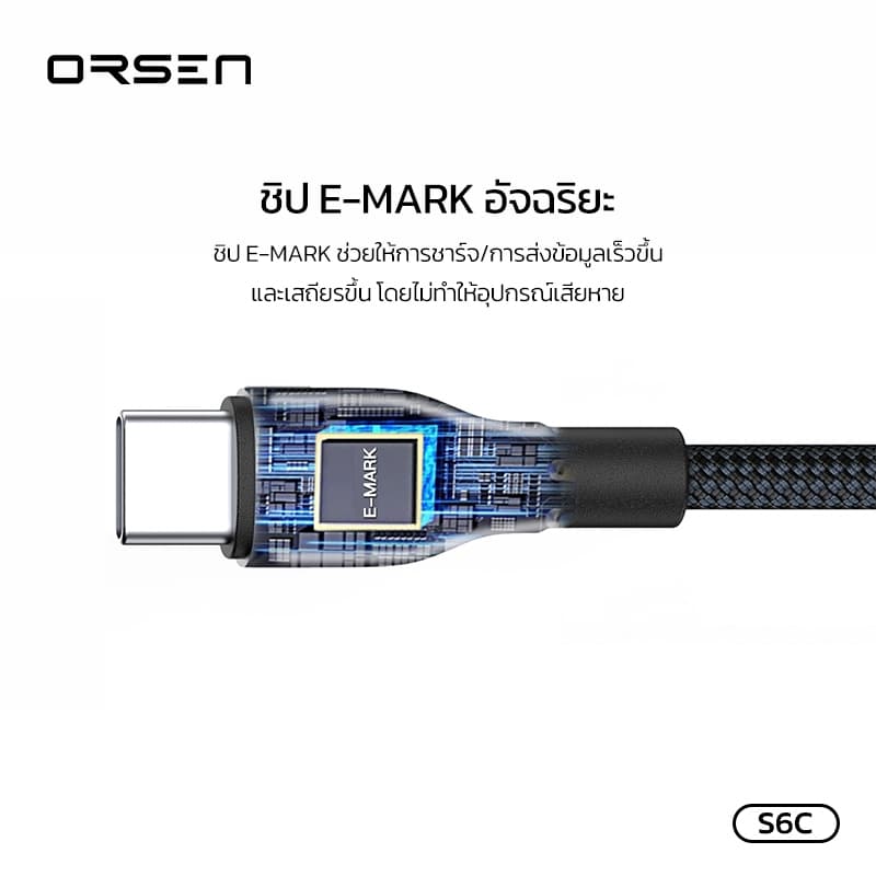 Eloop S6C สายชาร์จ USB Type C to Type C 100W ยาวมากขึ้นถึง 1.5 เมตร วัสดุไนลอนถัก แข็งแรง ทนทาน รูปที่ 6