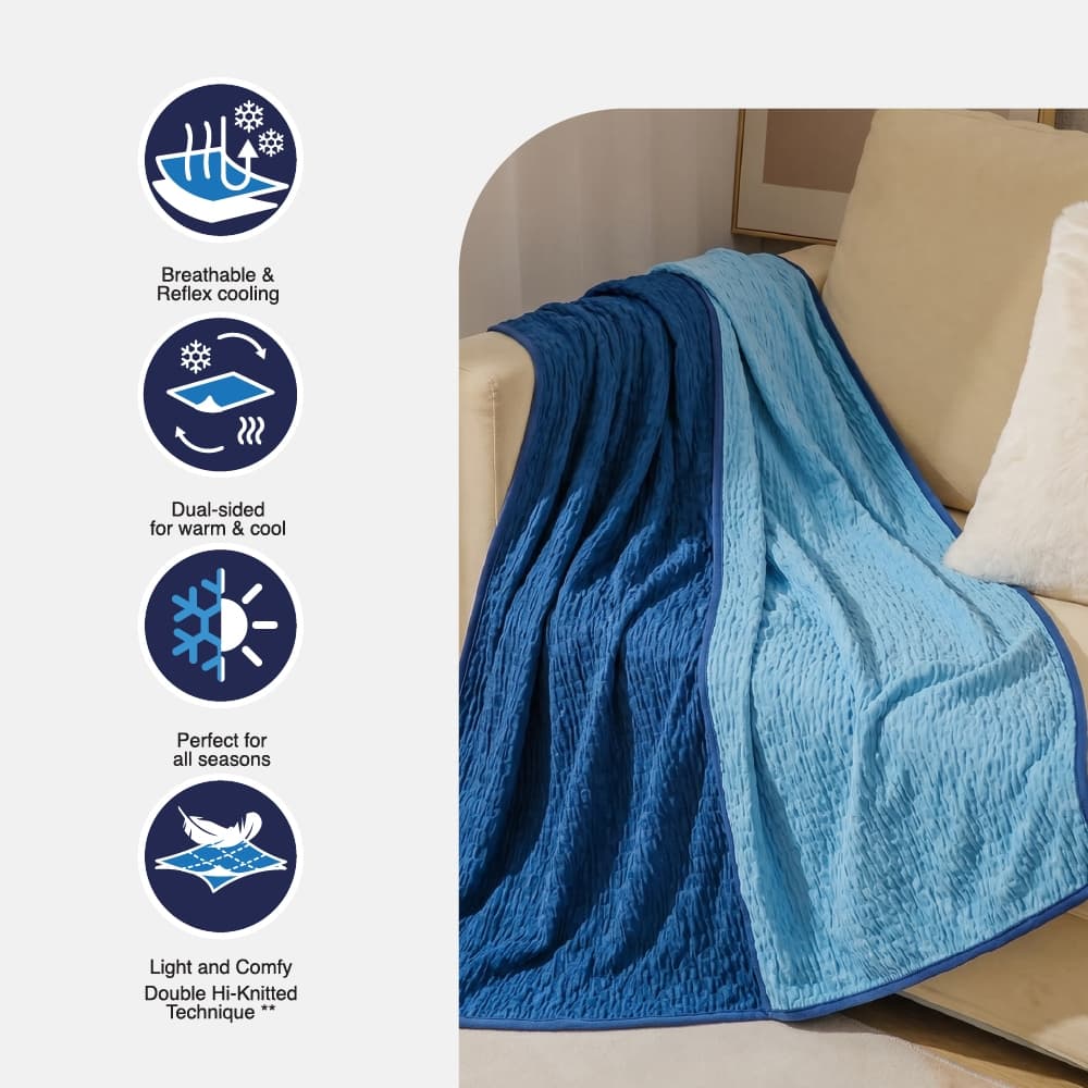 TEMPSoft MONTBLANC ICY COOLING BLANKET ผ้าห่มแพรเย็น 2-in-1 สัมผัสเย็นและอุ่น ในผืนเดียว บางเบา นุ่มสบาย พกพาง่าย รูปที่ 4