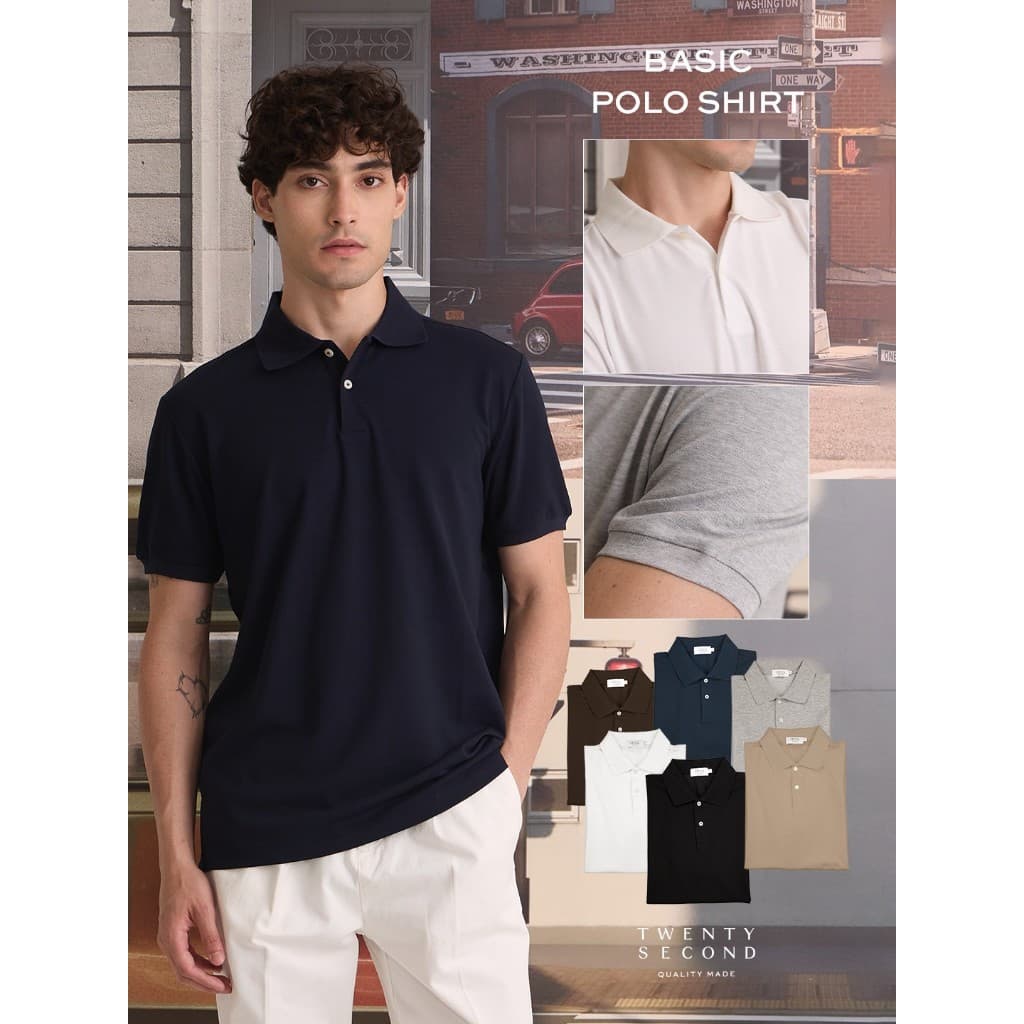 TWENTYSECOND เสื้อโปโลแขนสั้น ผ้าคอตต้อน รุ่น Basic Polo Shirt รูปที่ 1