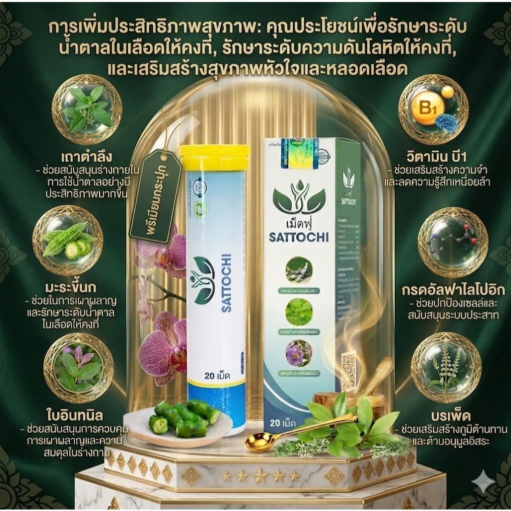 Sattochi เม็ดฟู่ ซื้อ 3 แถม 1 ซื้อ 4 แถม 2 รีบสั่งเลย,ช่วยดูแลระดับน้ำตาลในเลือดให้สมดุล รูปที่ 2