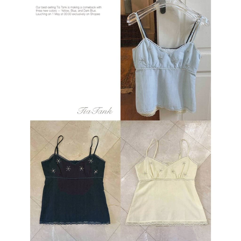 STYLIST x Brinkkty-Tank-Dewy/Tia-016/017 - เสื้อสายเดี่ยวเลเยอร์ตกแต่งลูกไม้ / ปักลูกปัด รูปที่ 8