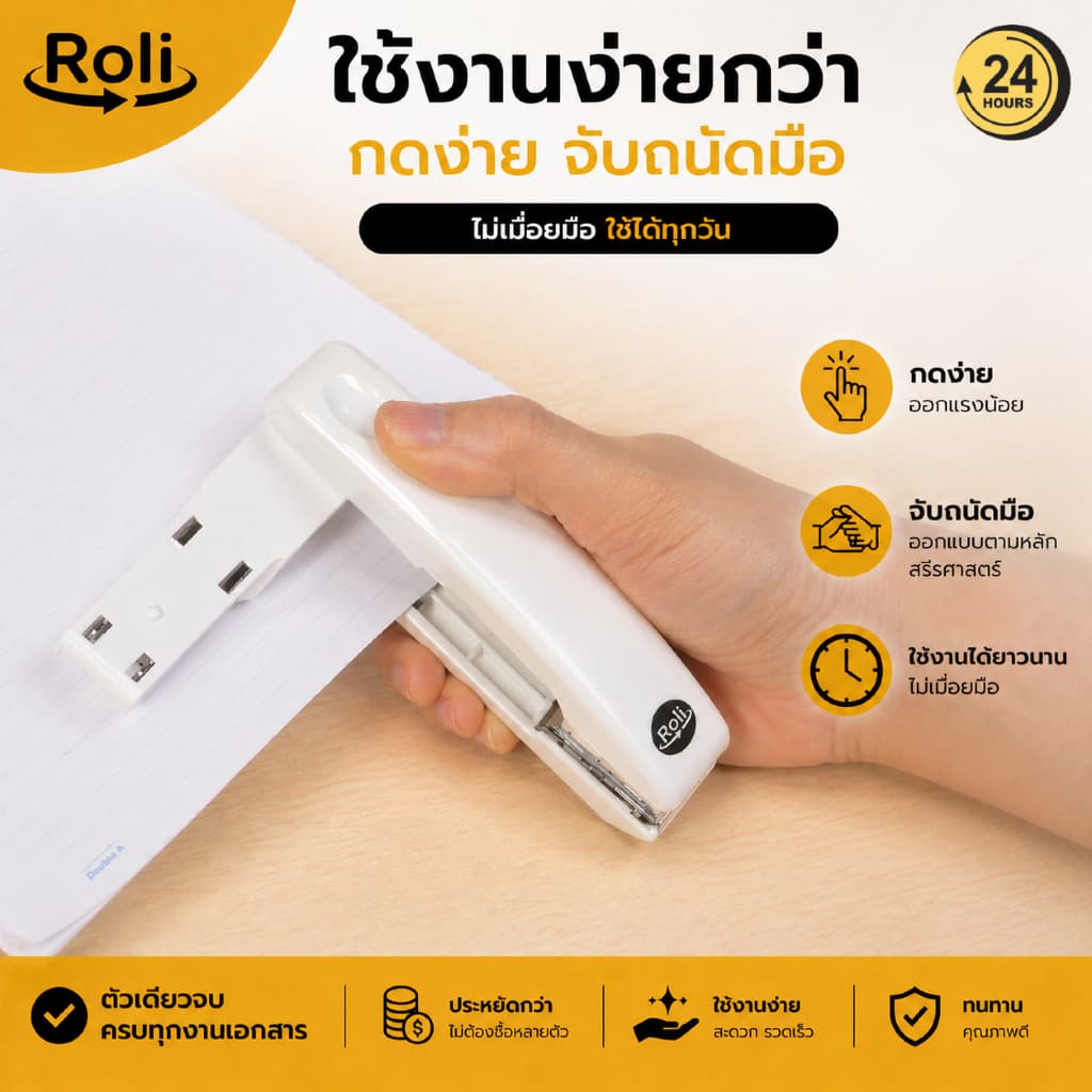 Roli แม็กเย็บกระดาษหมุนได้ 360° ใช้ลวดเบอร์ 10 มีที่ถอนลวดในตัว แข็งแรง ใช้งานง่าย รูปที่ 2