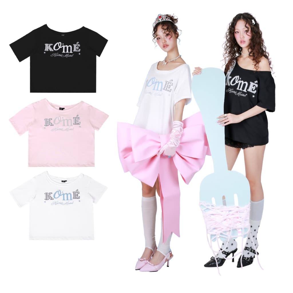 kome.offi เสื้อยืดโอเวอร์ไซส์ปาดไหล่ ลาย komé muse รูปที่ 1