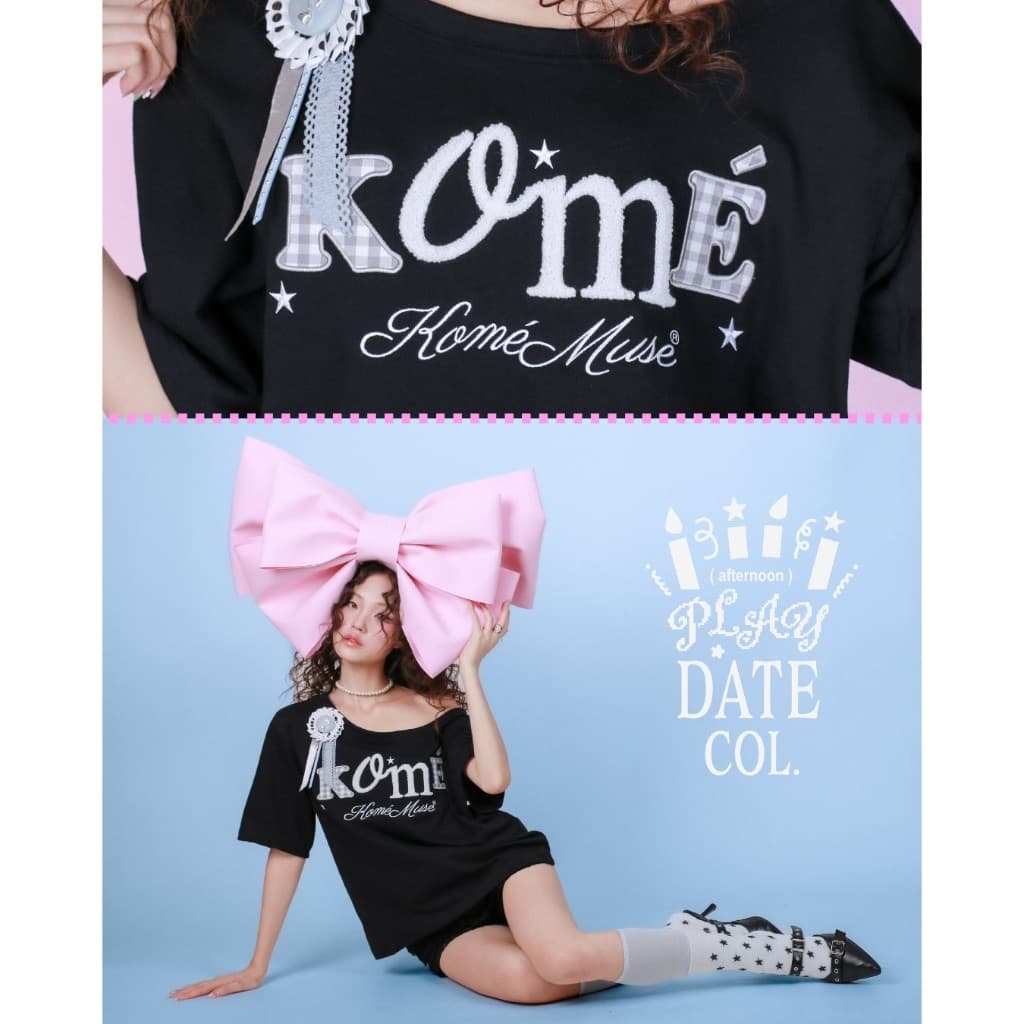 kome.offi เสื้อยืดโอเวอร์ไซส์ปาดไหล่ ลาย komé muse รูปที่ 7