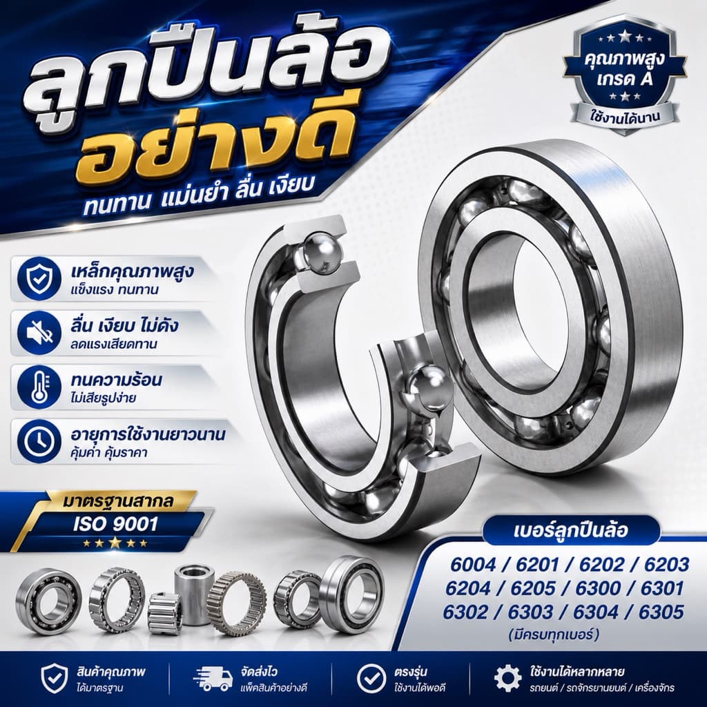 ลูกปืนล้อ เกรด A เบอร์ 6004 / 6200 / 6201 / 6202 / 6203 / 6204 / 6205 / 6300 / 6301 / 6302 / 6303 / 6304 / 6305 รูปที่ 1