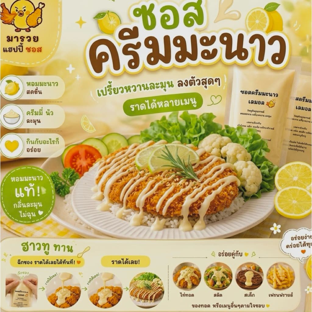 “ครีมซอสเลมอน ราดไก่กรอบ 2สูตรลับร้านดังน้ำผึ้งมะนาว/ซอสเลมอล ขนาด250ก/500ก รูปที่ 1