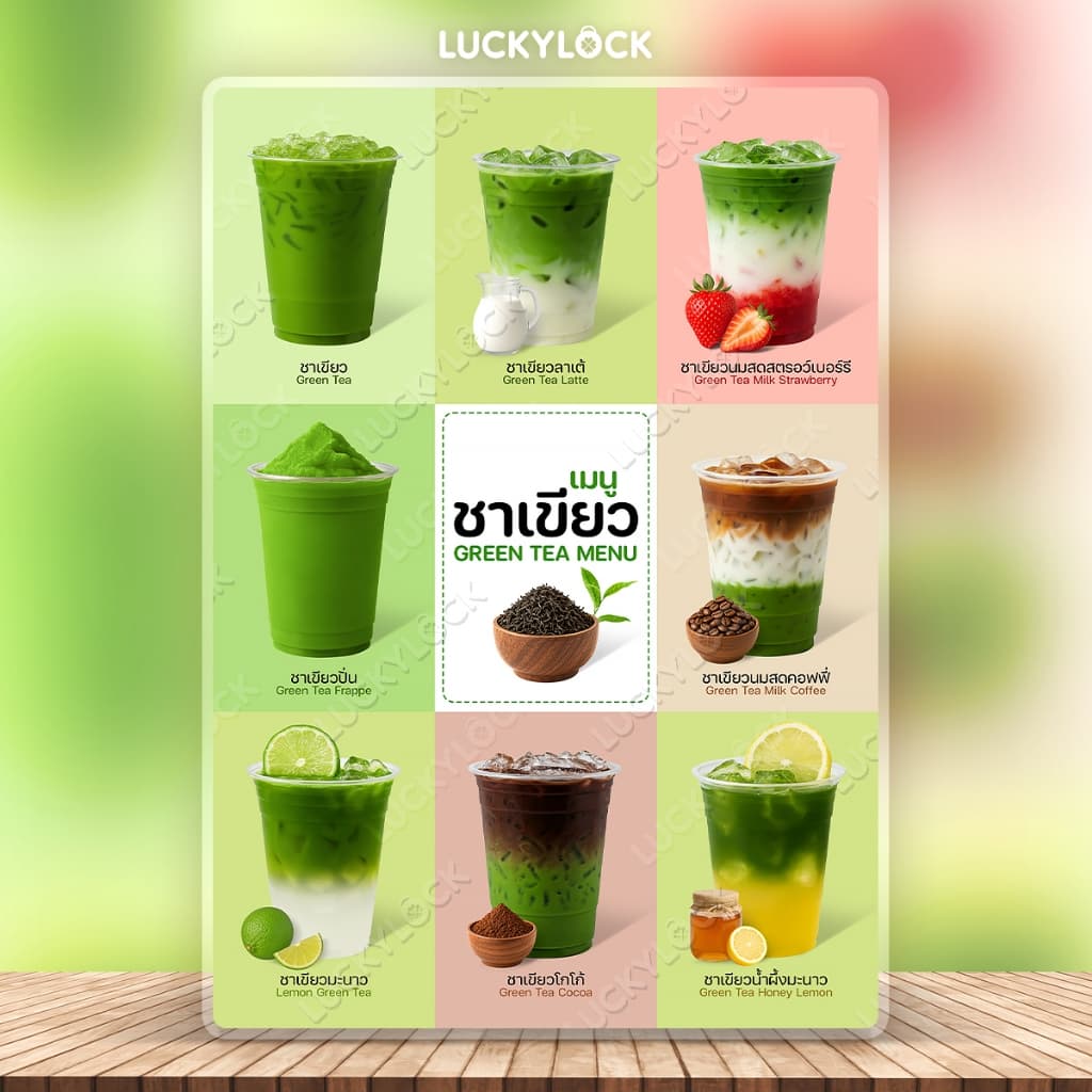 ป้ายเมนูเครื่องดื่ม ป้ายกาแฟ รวมชุดแบบที่ 5 ป้ายโปสเตอร์สำหรับร้านค้าและคาเฟ่ เคลือบแข็ง รูปที่ 6