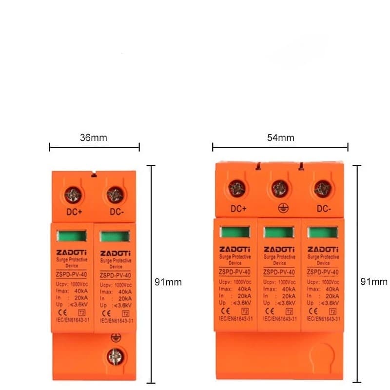 ตัวกันฟ้าผ่าโซล่าเซลล์ DC SPD 2P 1500V/1000V 40KA อุปกรณ์ป้องกันไฟกระชากสำหรับระบบโซลาร์เซลล์ รูปที่ 4