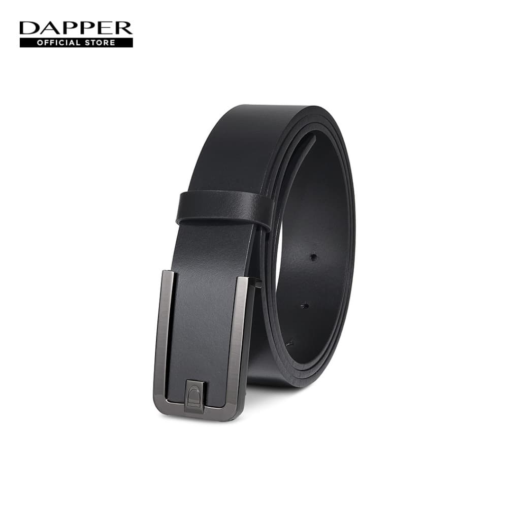 DAPPER เข็มขัดหนังแท้ D Engraved Plaque Belt สีดำ รูปที่ 1