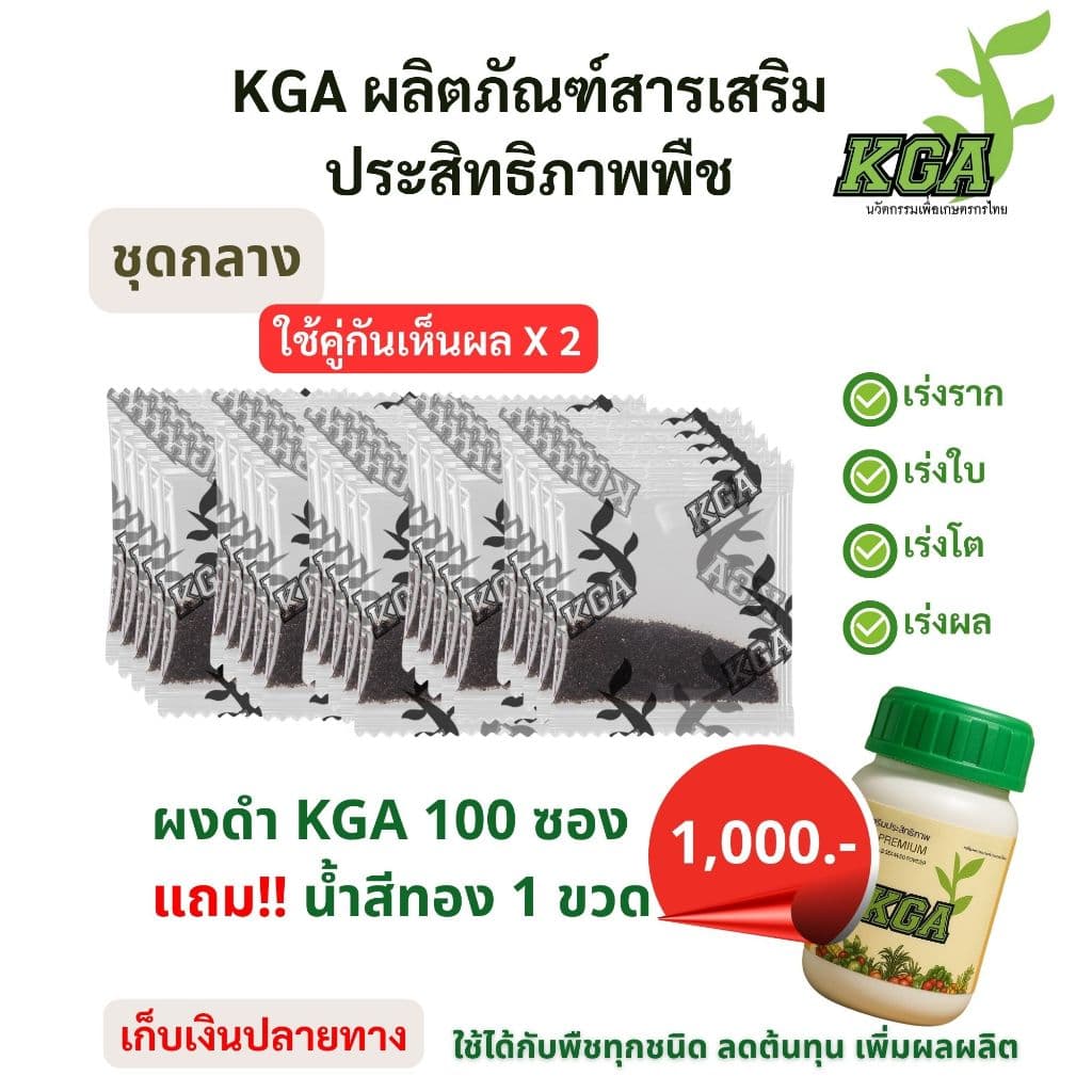 KGA อาหารพืชทางใบ ผงดำ 100 ซอง แถมน้ำสีทอง 1 ขวด รูปที่ 1