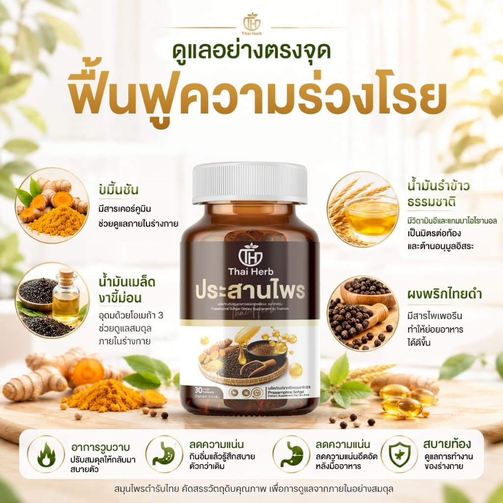 Thaiherb ประสานไพร ผลิตภัณฑ์เสริมอาหาร ปรับสมดุลระบบขับย่อยอาหาร กรดไหลย้อน รูปที่ 5