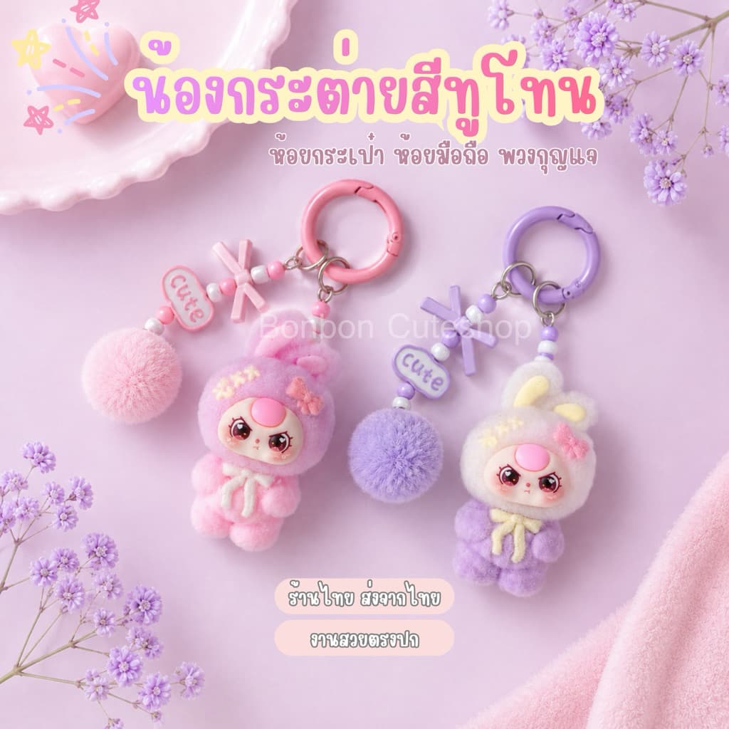 ตุ๊กตากระต่ายสีทูโทนห้อยมือถือ ที่ห้อยมือถือ สายคล้องโทรศัพท์ by bonbon cuteshop รูปที่ 1