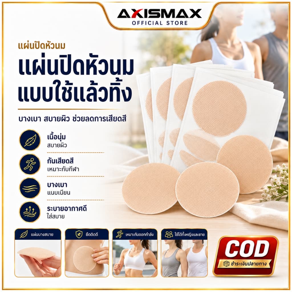 24ชม แผ่นปิดหัวนมผู้ชาย TPU บางพิเศษ 100 ชิ้น กันน้ำ ติดแน่น มองไม่เห็น COD รูปที่ 1