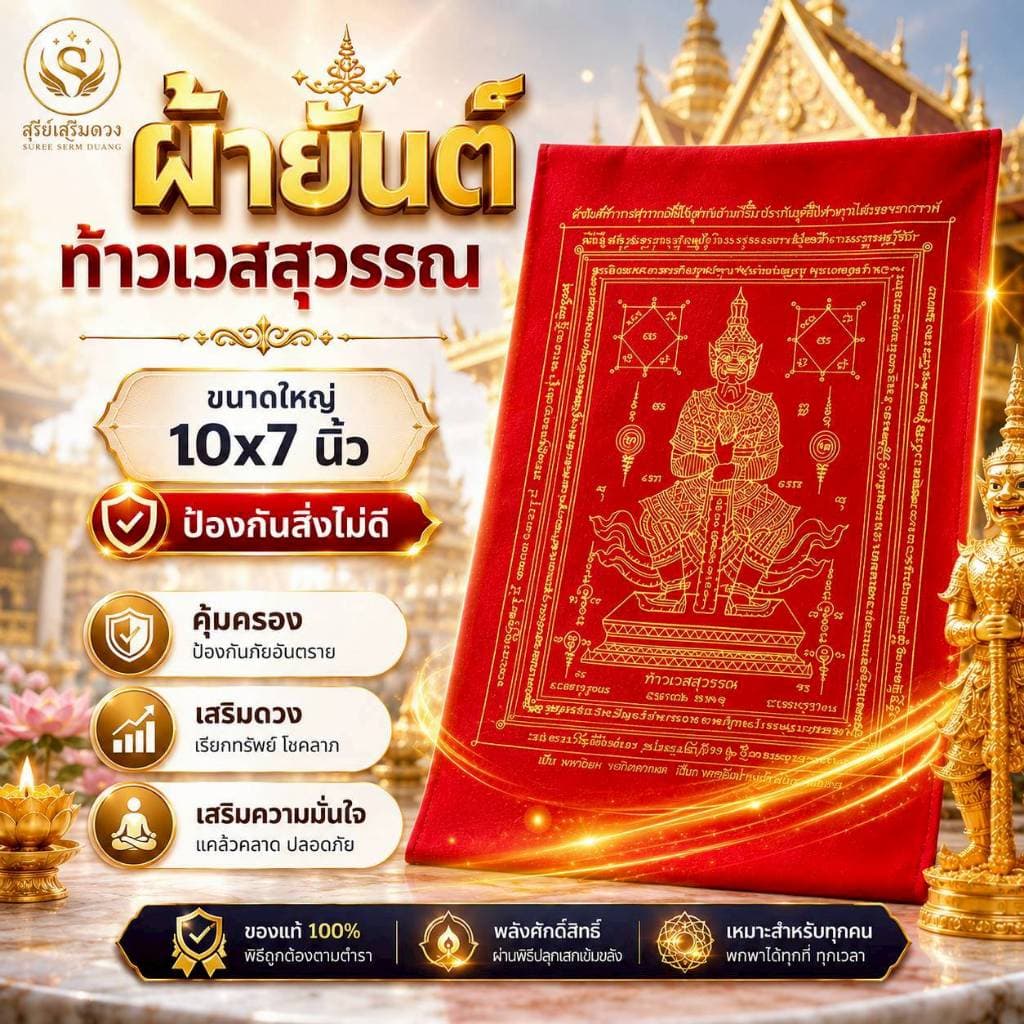 ผ้ายันต์ท้าวเวสสุวรรณ 3.5 * 5.5 นิ้ว วัดจุฬามณี ปลุกเสก ป้องกันสิ่งไม่ดี ค้าขายดี บ้านร่มเย็น เป็นสุข รูปที่ 9