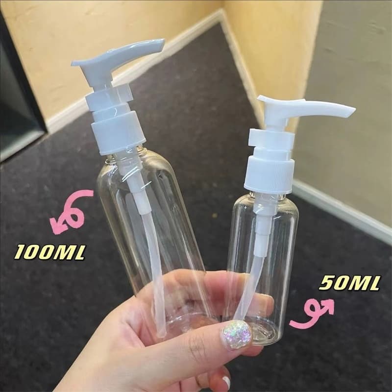 ขวดแบ่งเครื่องสำอางแบบปั๊ม ขวดใสใส่โลชั่น ครีม เจล แชมพู รีฟิลได้ 50ML/100ML รูปที่ 7