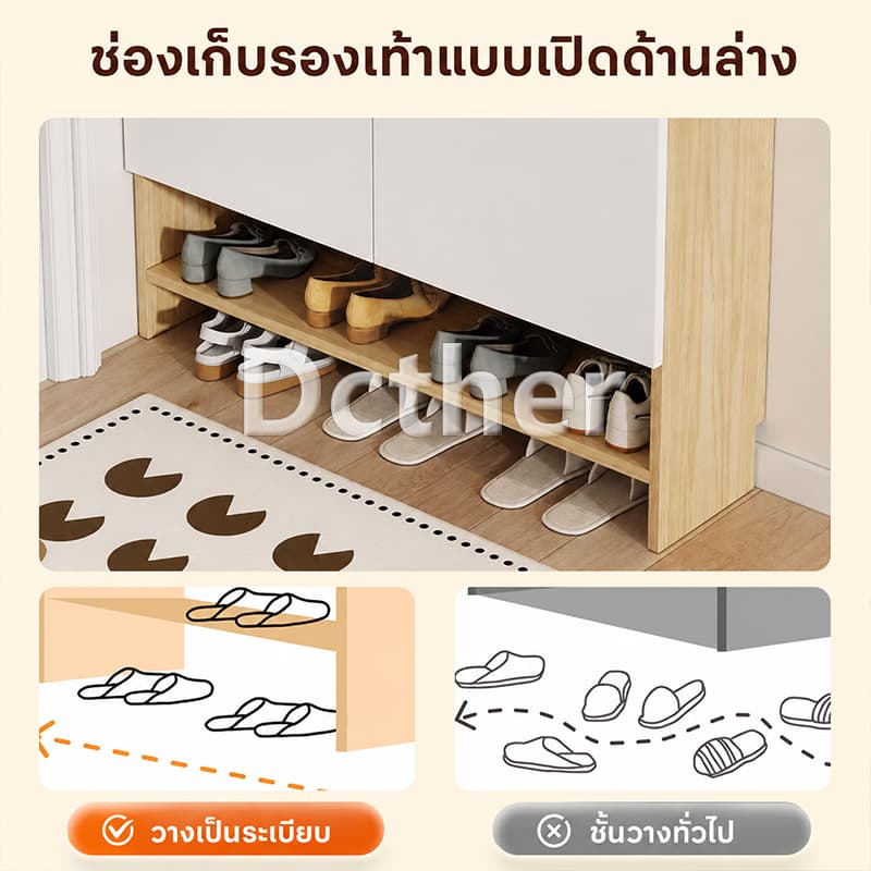 Dcther ตู้รองเท้า พร้อมแผ่นเจาะรู ฝาพลิกด้านบน DIY จัดเก็บได้ตามใจ ดีไซน์สวย ใช้พื้นที่น้อย แต่จุของได้เยอะมาก รูปที่ 2