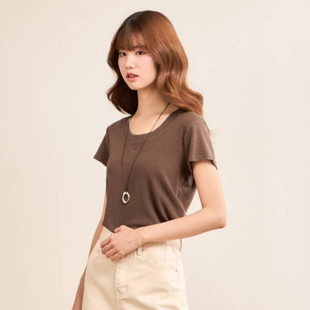 avocado - Bubble Soft Tops เสื้อยืดทรงครอป พอดีตัว เบสิค แมตช์ง่าย รูปที่ 4