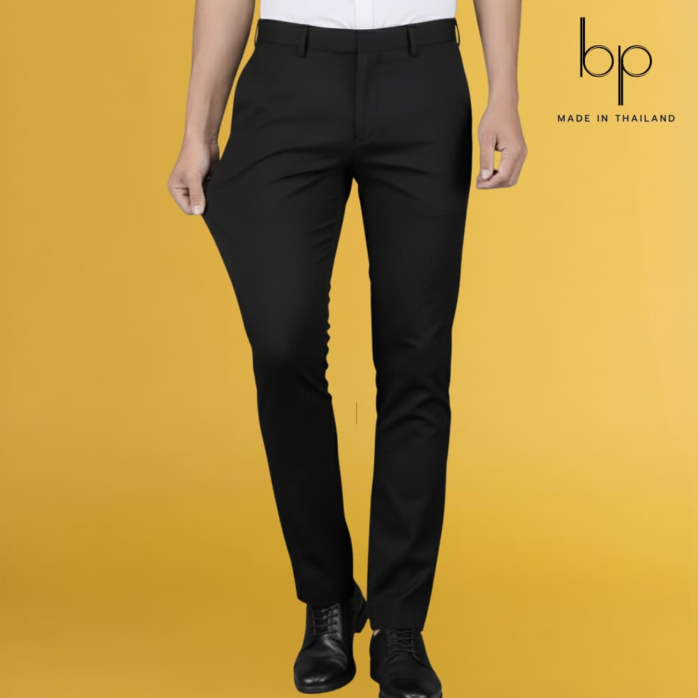 bp สแล็คนักศึกษา สแล็คผ้ายืด ทรงกระบอกเล็ก ขายาว เข้ารูปสวย เอว28-52" MADE IN THAILAND รูปที่ 2