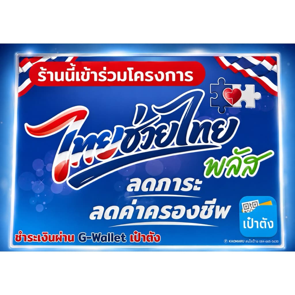 ป้ายเคลือบแข็ง โครงการไทยช่วยไทยพลัส ขนาด A4 A5 รูปที่ 3