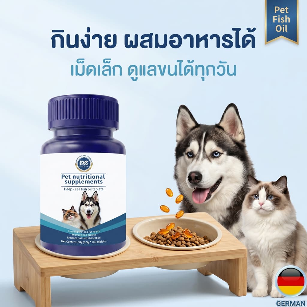 PetClear โอเมก้า 3 Fish Oil Tablets ขนสวยเงางาม สำหรับสุนัขแมว 200 เม็ด รูปที่ 4