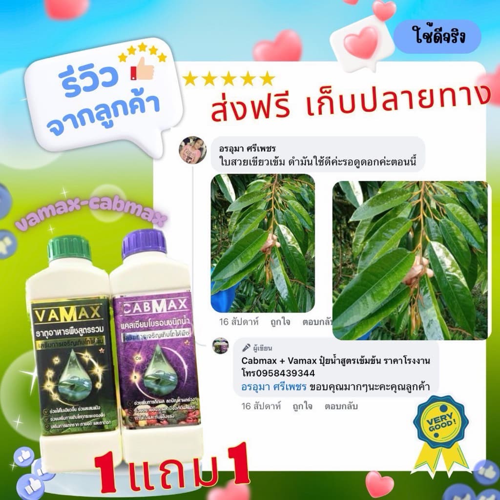 ปุ๋ย CABMAX และ VAMAX จัดโปรสุดคุ้มพิเศษ 1แถม1 ราคาพิเศษ290บาท ทั่วไทย รูปที่ 4