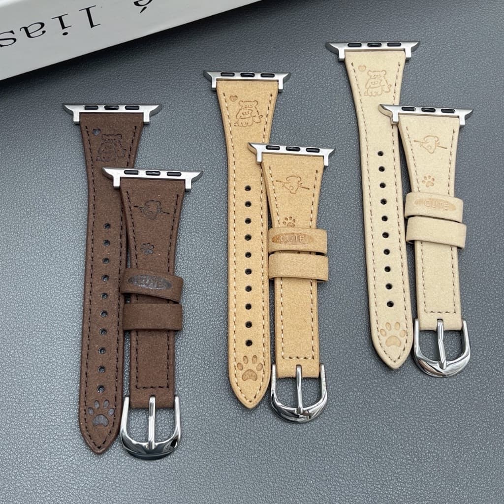 หนังขอบเล็ก สำหรับ watch11 10 9 8 se 7 6 ขนาด 40/41/42/44/45/46มม สายนาฬิกา smart watch หนัง สายแอปเปิ้ลวอช ปั้ม kitty รูปที่ 9
