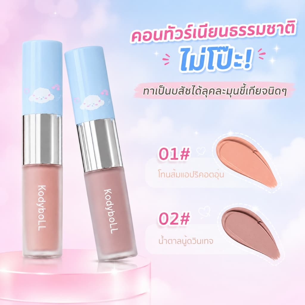 ครีมมัลติสติ๊ก 2 หัว บลัช+ไฮไลท์+คอนทัวร์+อายแชโดว์ เนื้อฉ่ำวาว ลุคเกาหลี ติดทน เกลี่ยง่าย รูปที่ 2