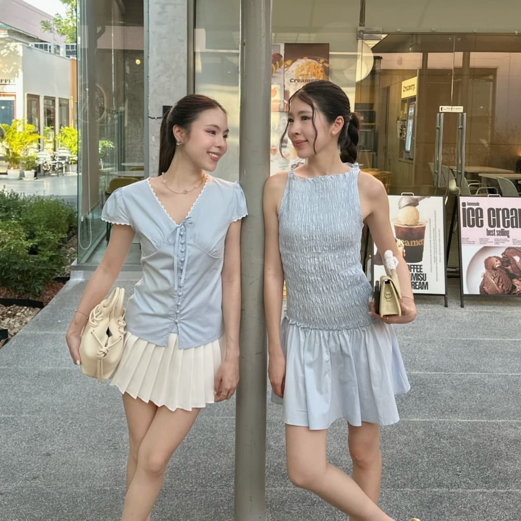 3pcs.basket Soufflé Dress เดรสสั้น รูปที่ 4