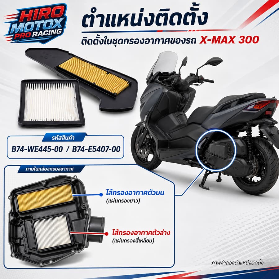 ไส้กรองอากาศแท้ YAMAH X-MAX 300 ทุกปี 2017-2025 รหัส รูปที่ 3