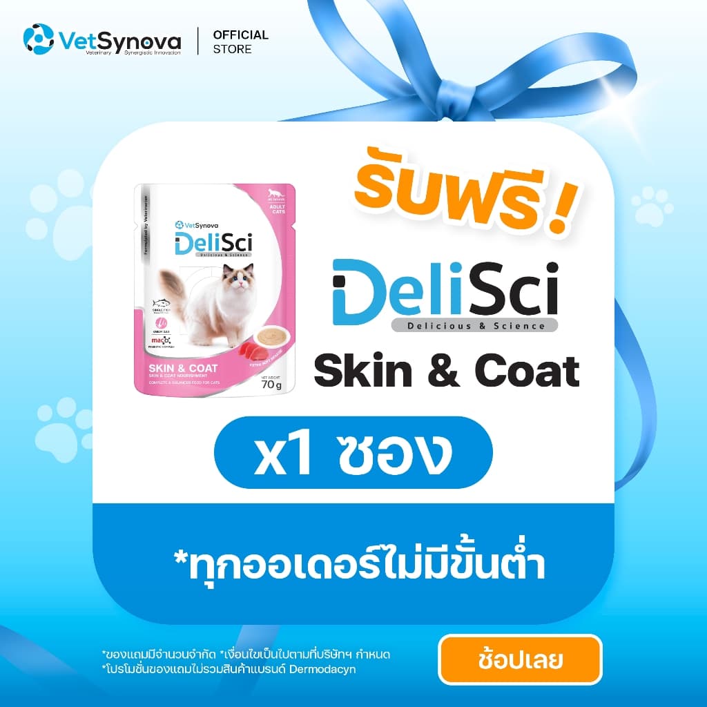 DeliSci Skin & Coat Cat อาหารเปียก สูตรบำรุงผิวหนังและเส้นขน 70g จำนวน 1 ซอง รูปที่ 1