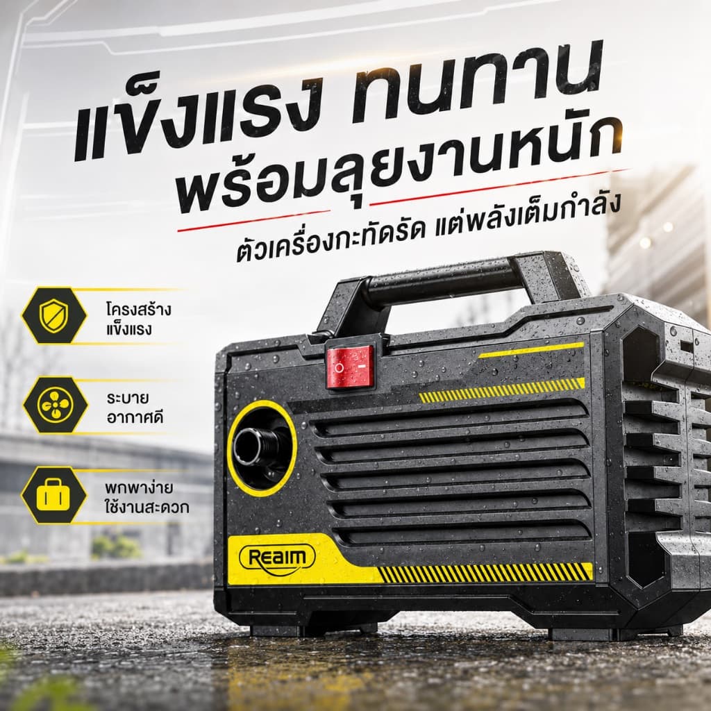 REAIM เครื่องฉีดน้ำแรงดันสูง 200 บาร์ รดน้ำ ล้างรถ เครื่องฉีดน้ำ6800 วัตต์ พร้อมอุปกรณ์ครบชุด รูปที่ 8