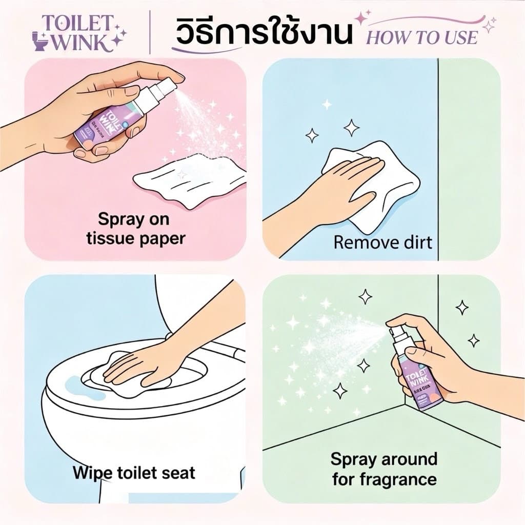 <ขายดี> น้ำยาเช็ดฝารองนั่งสุขภัณฑ์และดับกลิ่น - Toilet WinK รูปที่ 3