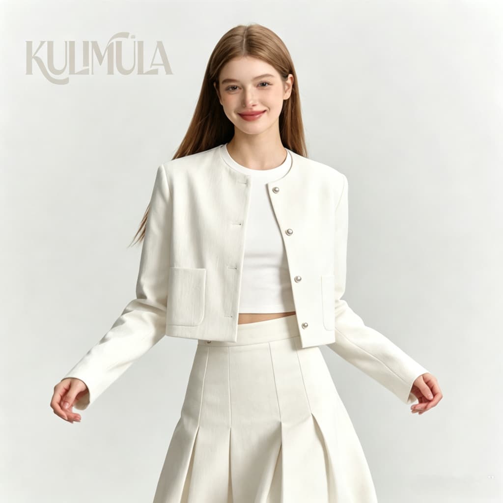 KULIMULA Jolin Blazer Blazer สไตล์เกาหลี เสื้อครอปเบเซอร์ YD38 รูปที่ 7