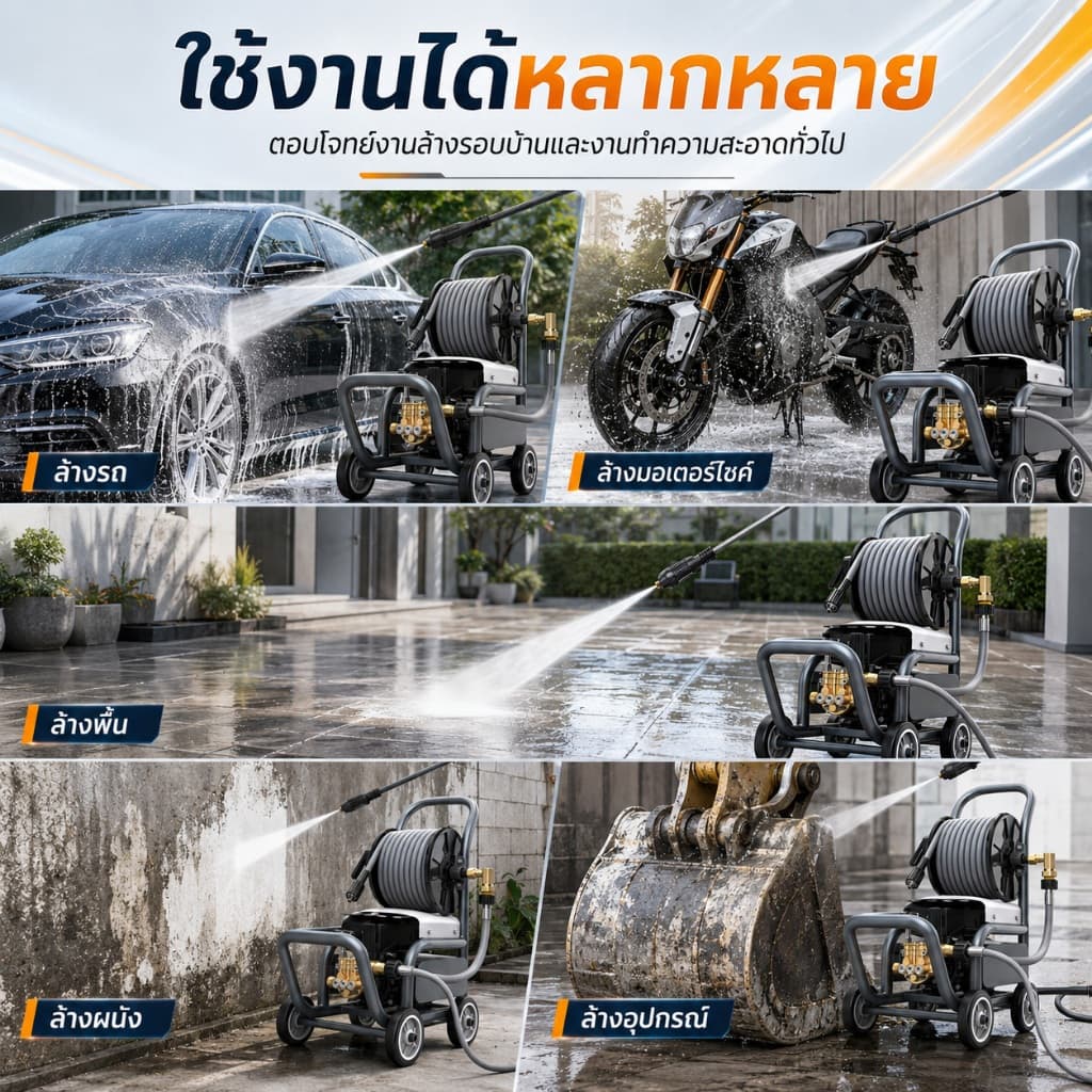 REAIM เครื่องฉีดน้ำแรงดันสูง6800W 3000bar เครื่องฉีดน้ำแรงดันสูงแบบพกพา รูปที่ 2