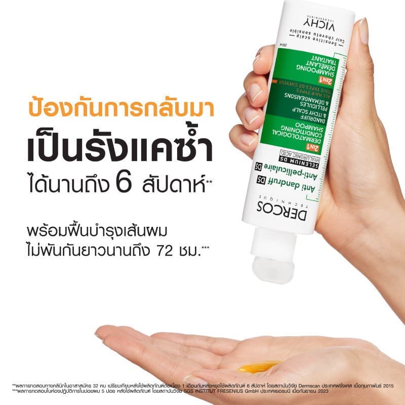 DERCOS Anti-Dandruff Shampoo แชมพูขจัดรังแค ป้องกันรังแคกลับซ้ำ ดูแลหนังศีรษะที่มีปัญหารังแคได้อย่างมีประสิทธิภาพ รูปที่ 6