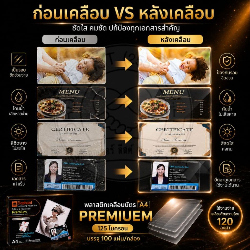 Elephant A5 พลาสติกเคลือบ - แผ่นเคลือบ รุ่น PREMIUEM หนา 125mc. / กล่อง รูปที่ 3