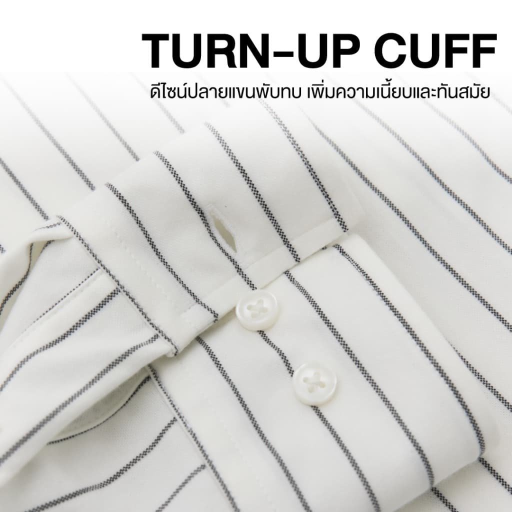 Yuedpao Ultimate Stretch Stripe - Women's Chalk Stripe Crop Long Sleeve Shirts เสื้อเชิ้ตครอปลายทาง แขนยาว เสื้อเชิ้ต รูปที่ 6